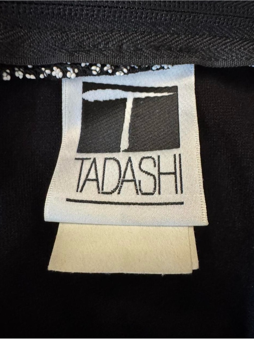 Tadashi Shoji black & white v-neck beaded top - Picture 3 of 3